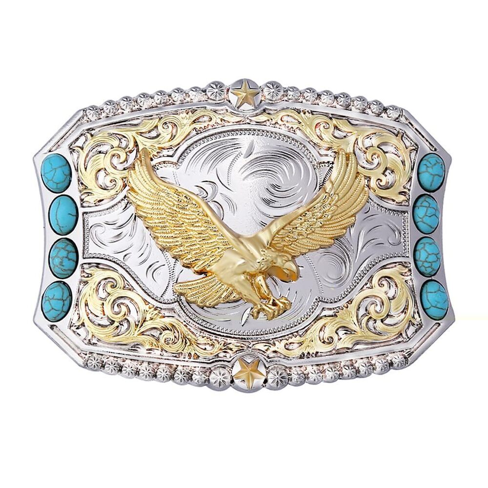 3208 Belt Buckle Vintage Western Golden Eagle Turquoise Belt Buckles